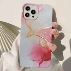 Gri Kırmızı Mermer Baskılı Silikon Telefon Kılıfı