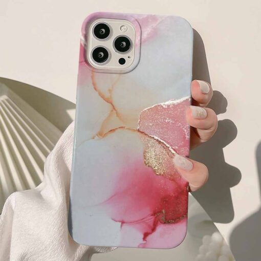 Gri Kırmızı Mermer Baskılı Silikon Telefon Kılıfı