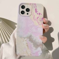 Pembe Mermer Baskılı Silikon Telefon Kılıfı
