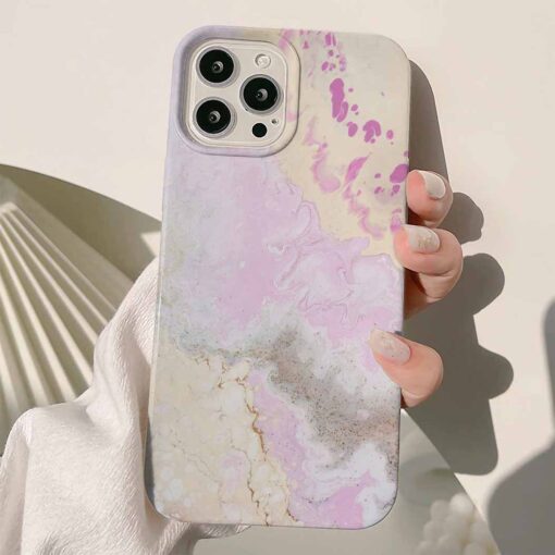 Pembe Mermer Baskılı Silikon Telefon Kılıfı