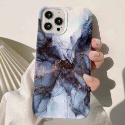 Mavi Siyah Geçişli Mermer Baskılı Silikon Telefon Kılıfı
