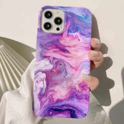 Mor Pembe Geçişli Mermer Baskılı Silikon Telefon Kılıfı