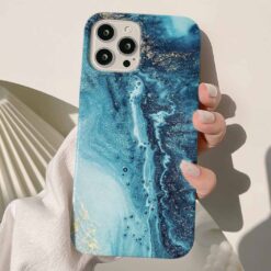 Okyanus Renkleri Mermer Baskılı Silikon Telefon Kılıfı