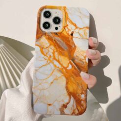 Beyaz Sarı Gold Yaldızlı Mermer Baskılı Silikon Telefon Kılıfı