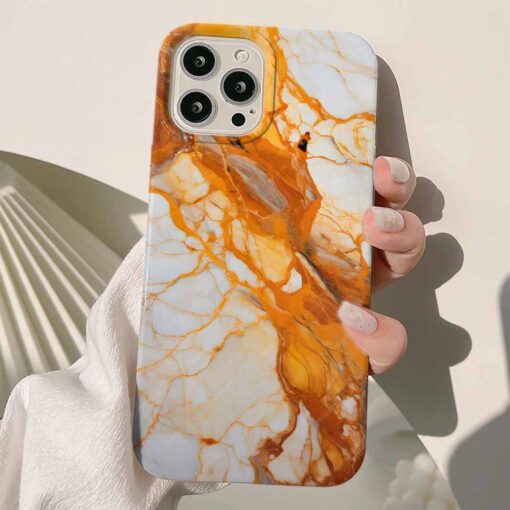 Beyaz Sarı Gold Yaldızlı Mermer Baskılı Silikon Telefon Kılıfı