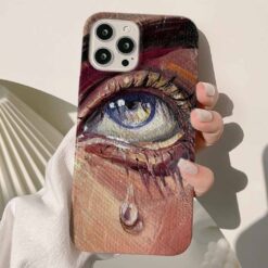 Mavi Gözlü Göz Damlası Baskılı Renkli Silikon Telefon Kılıfı