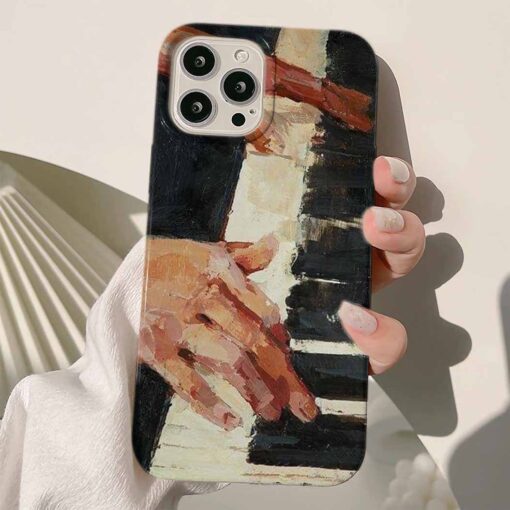 Piyano Çalan Eller Baskılı Renkli Silikon Telefon Kılıfı