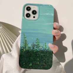Çimenler Ve Mavi Gökyüzü Baskılı Renkli Silikon Telefon Kılıfı