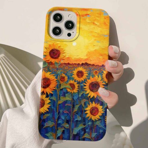 Ay Çiçeği Tarlası Baskılı Renkli Silikon Telefon Kılıfı