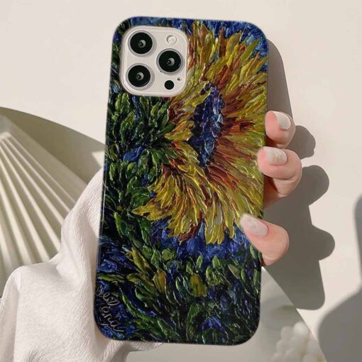 Ay Çiçeği Baskılı Renkli Silikon Telefon Kılıfı
