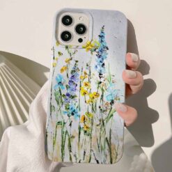Uzun Renkli Çiçekler Baskılı Renkli Silikon Telefon Kılıfı
