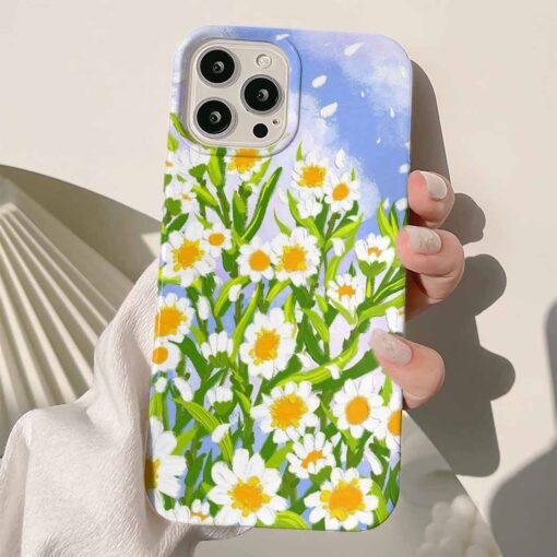 Papatyalar Baskılı Renkli Silikon Telefon Kılıfı