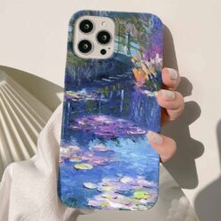 Göldeki Mor Çiçekler Baskılı Renkli Silikon Telefon Kılıfı