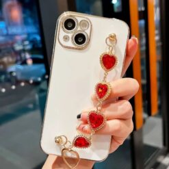 Bilek Geçmeli Parlak Zincirli Silikon Telefon Kılıfı