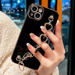 Bilek Geçmeli Parlak Zincirli Silikon Telefon Kılıfı