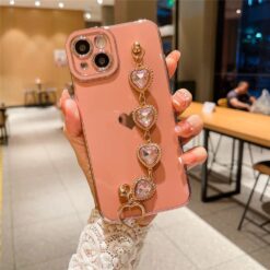 Bilek Geçmeli Parlak Zincirli Silikon Telefon Kılıfı