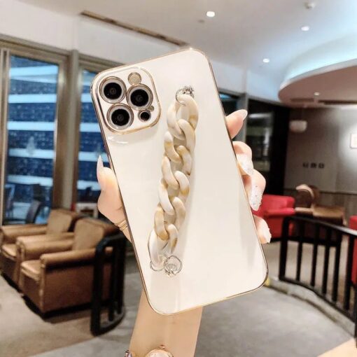 Bilek Geçmeli Parlak Zincirli Silikon Telefon Kılıfı