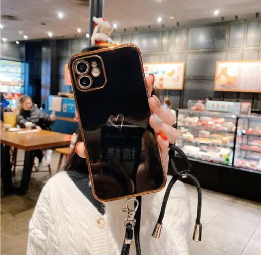 Boyun Askılı Zincirli Silikon Telefon Kılıfı