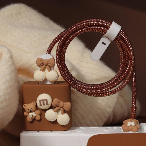 Kahverengi M Teddy Şarj&Kablo Koruyucu 5'li Set