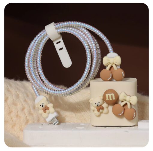 Krem M Teddy Şarj&Kablo Koruyucu 5'li Set