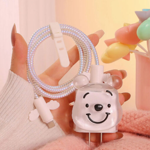 Şeffaf Winnie The Pooh Şarj&Kablo Koruyucu 5'li Set