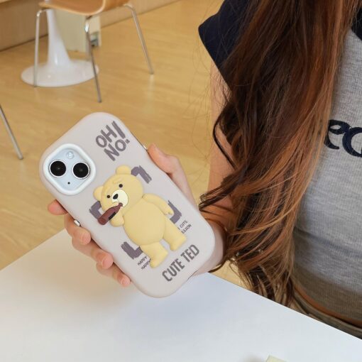 Cute Ted Kabartma Silikon Telefon Kılıfı