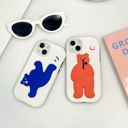 Mavi Ayıcık Kabartma Silikon Telefon Kılıfı
