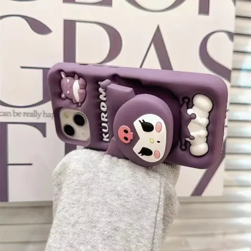 Popsocketli Kuromi Kabartma Silikon Telefon Kılıfı - Görsel 2