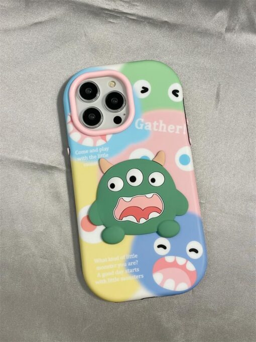 Cute Monster Kabartma Silikon Telefon Kılıfı - Görsel 5