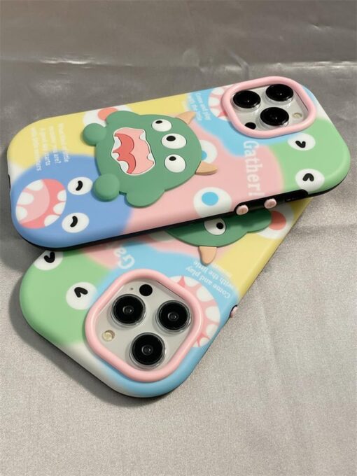 Cute Monster Kabartma Silikon Telefon Kılıfı - Görsel 3