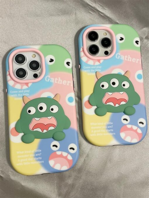 Cute Monster Kabartma Silikon Telefon Kılıfı