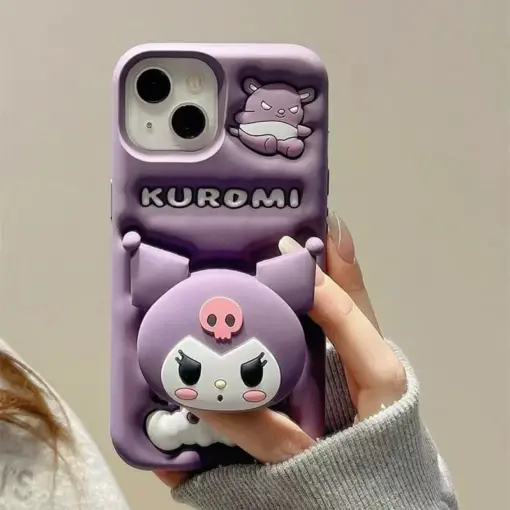Popsocketli Kuromi Kabartma Silikon Telefon Kılıfı - Görsel 4