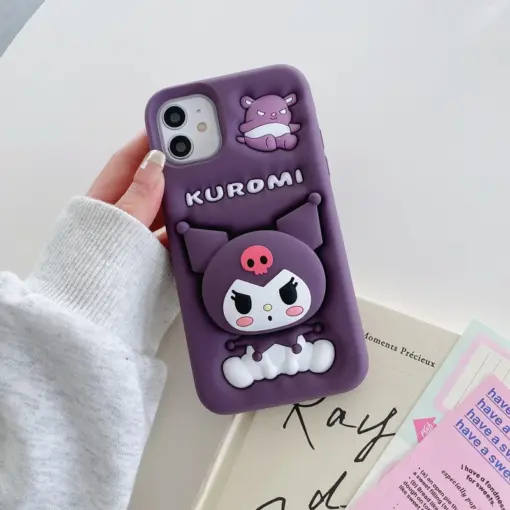Popsocketli Kuromi Kabartma Silikon Telefon Kılıfı - Görsel 3