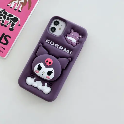 Popsocketli Kuromi Kabartma Silikon Telefon Kılıfı - Görsel 5