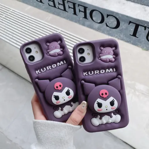 Popsocketli Kuromi Kabartma Silikon Telefon Kılıfı - Görsel 6