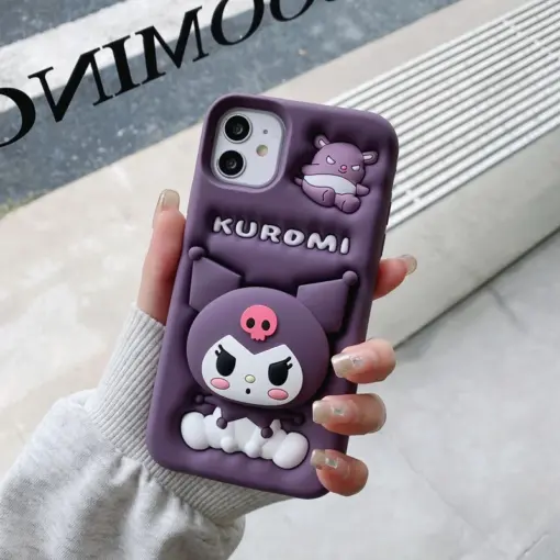 Popsocketli Kuromi Kabartma Silikon Telefon Kılıfı - Görsel 7