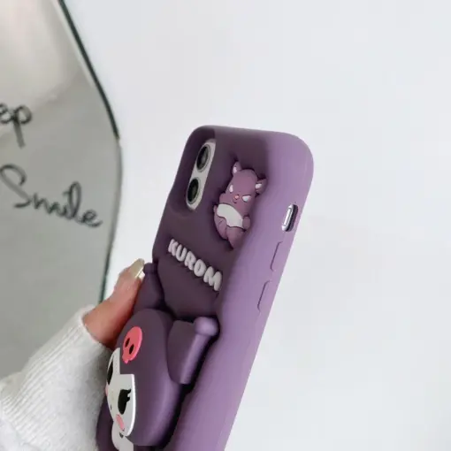 Popsocketli Kuromi Kabartma Silikon Telefon Kılıfı - Görsel 8