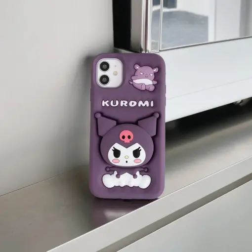 Popsocketli Kuromi Kabartma Silikon Telefon Kılıfı - Görsel 9
