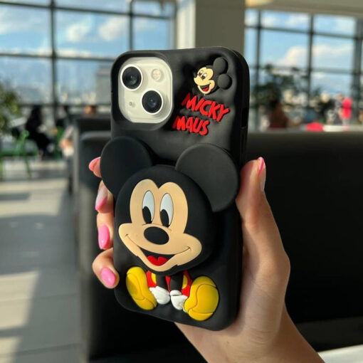 Popsocketli Mickey Mouse Kabartma Silikon Telefon Kılıfı - Görsel 6