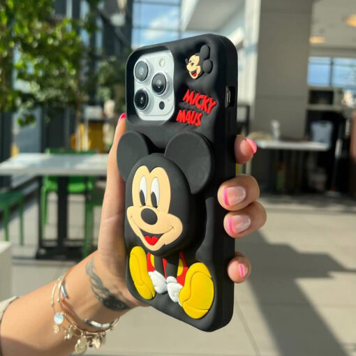 Popsocketli Mickey Mouse Kabartma Silikon Telefon Kılıfı - Görsel 5