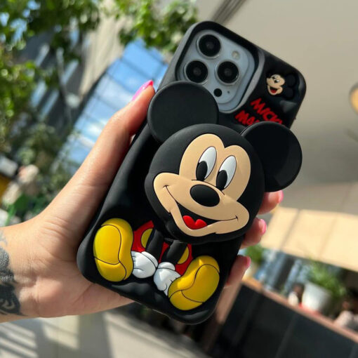 Popsocketli Mickey Mouse Kabartma Silikon Telefon Kılıfı - Görsel 4