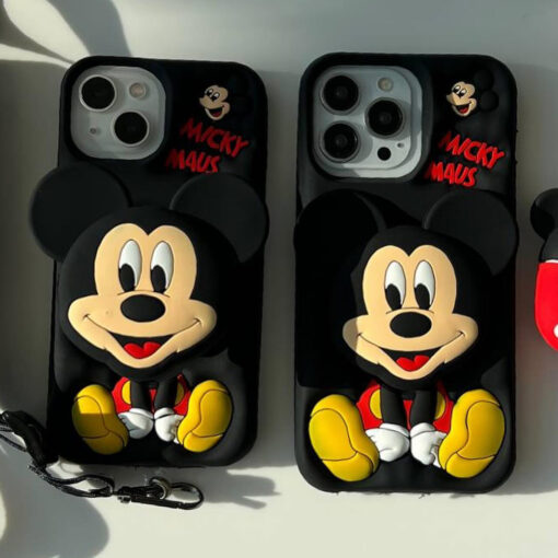 Popsocketli Mickey Mouse Kabartma Silikon Telefon Kılıfı