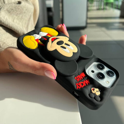 Popsocketli Mickey Mouse Kabartma Silikon Telefon Kılıfı - Görsel 2