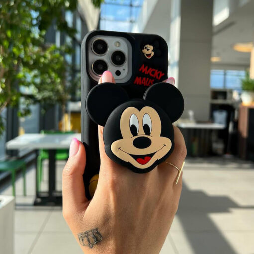 Popsocketli Mickey Mouse Kabartma Silikon Telefon Kılıfı - Görsel 3