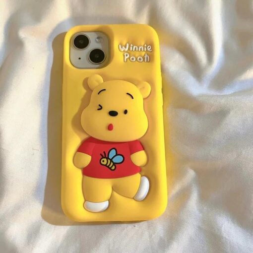 Popsocketli Winnie The Pooh Kabartma Silikon Telefon Kılıfı - Görsel 3