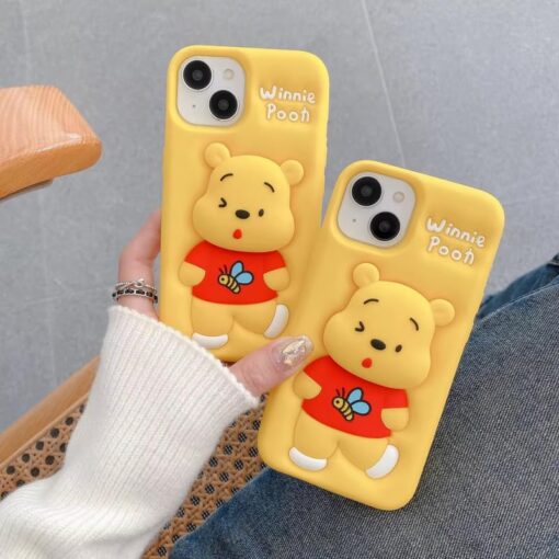Popsocketli Winnie The Pooh Kabartma Silikon Telefon Kılıfı - Görsel 5