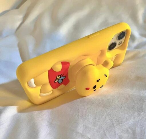 Popsocketli Winnie The Pooh Kabartma Silikon Telefon Kılıfı - Görsel 8