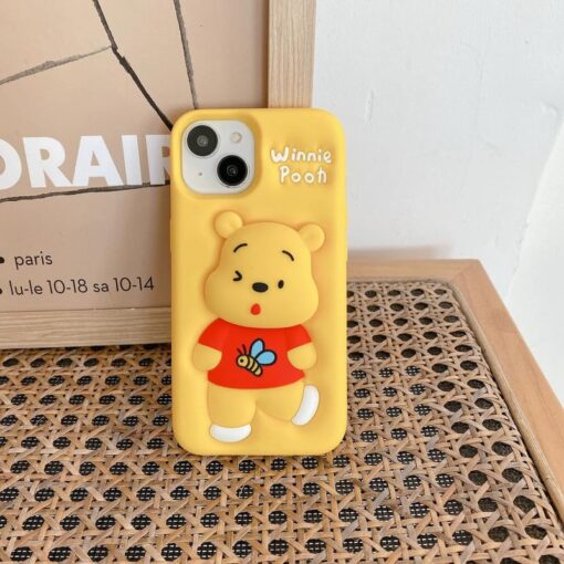 Popsocketli Winnie The Pooh Kabartma Silikon Telefon Kılıfı - Görsel 4