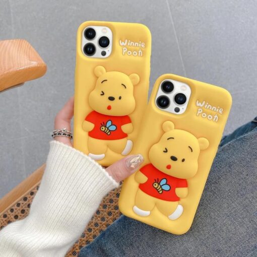 Popsocketli Winnie The Pooh Kabartma Silikon Telefon Kılıfı