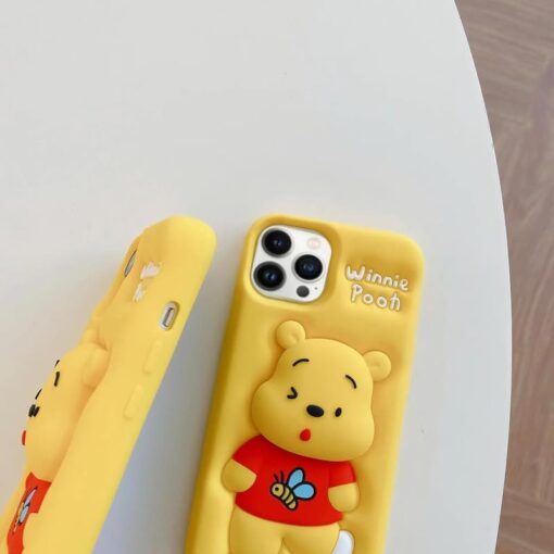 Popsocketli Winnie The Pooh Kabartma Silikon Telefon Kılıfı - Görsel 2